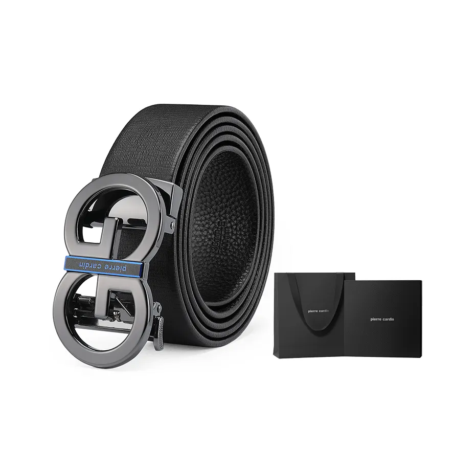 PIERRE CARDIN Повседневный Универсальный Автоматическая застежка Ремень из коровьей кожи Dad Брюки Ремень Мужской Черный 3,6 см
