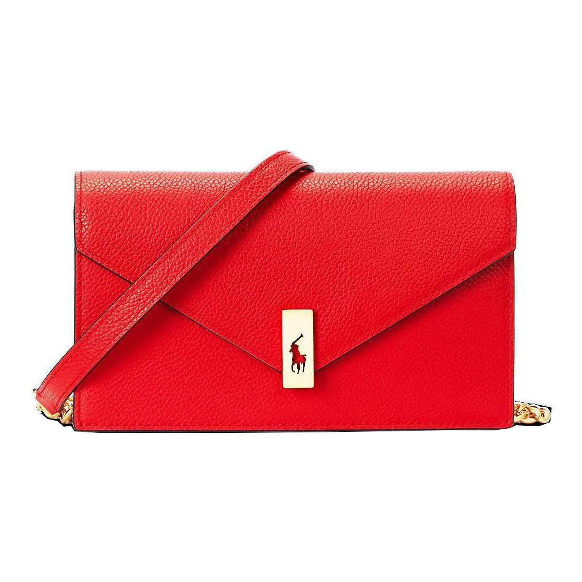 Polo Ralph Lauren Polo ID Cow Leather Shoulder Bag, Crossbody Bag, Wallet Women's Gemstone Red