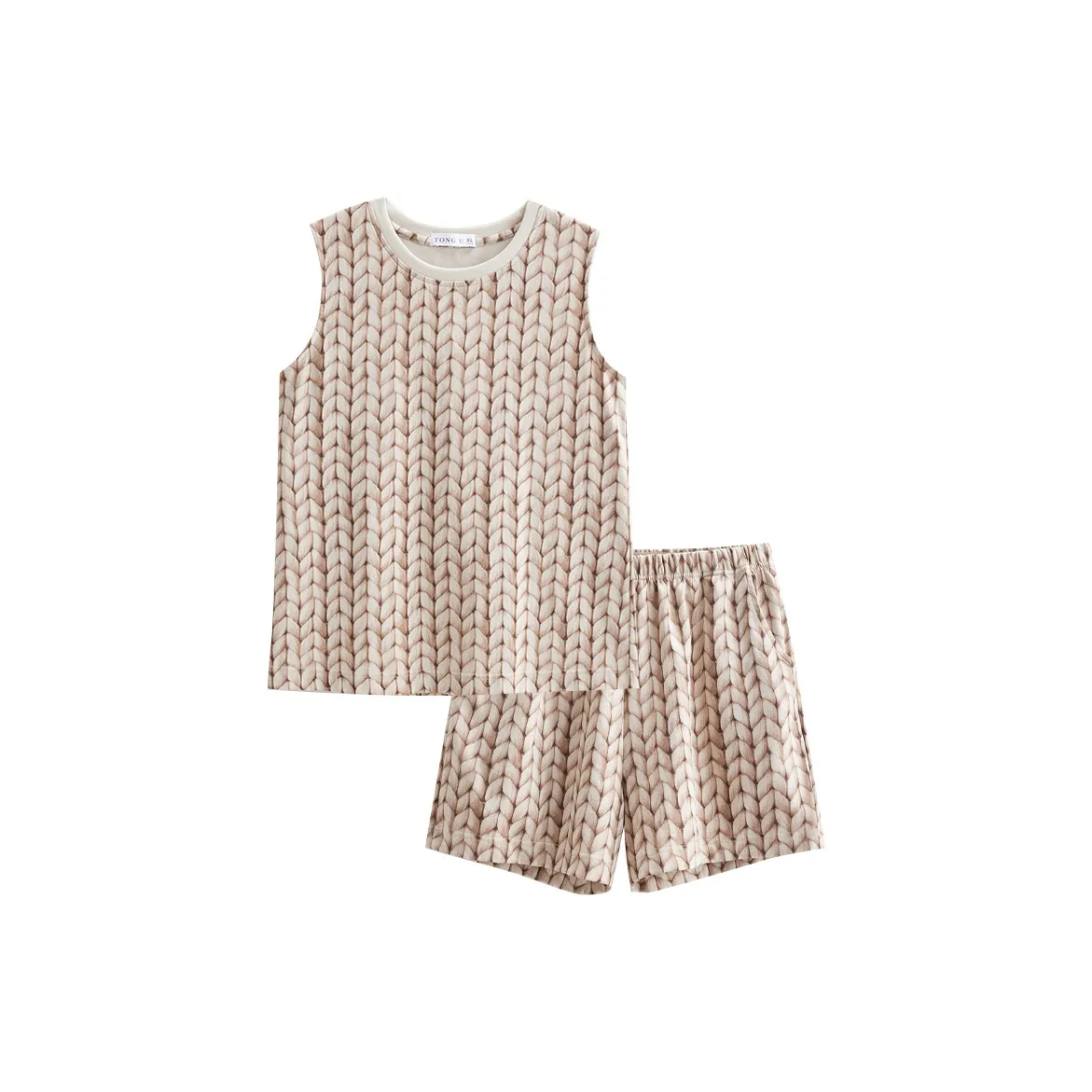 Same Language Pajama Set Women's Wheat White Rattan Pattern