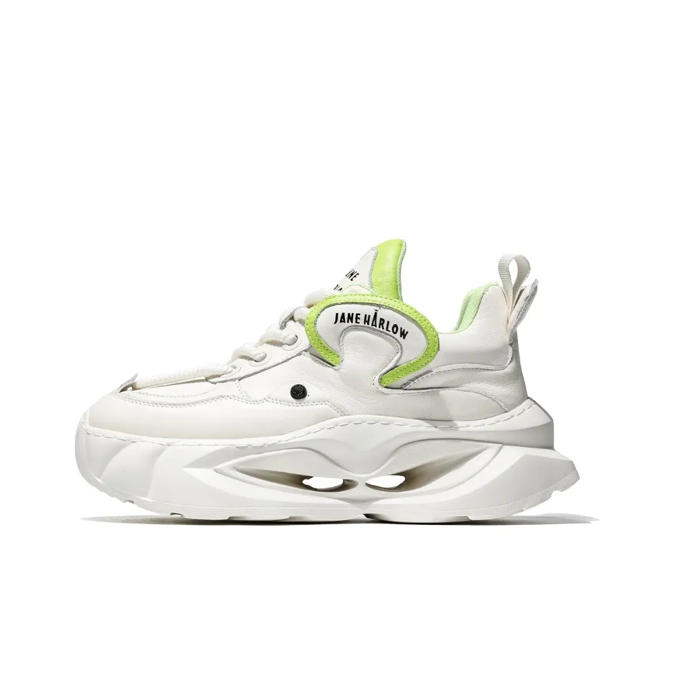 JANE HARLOW Height Increasing Lightweight Breathable Low Top Chunky Sneakers Unisex White