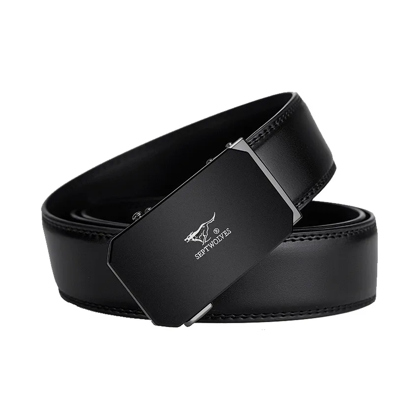 SEPTWOLVES Натуральная кожа Автоматический Модный Деловой повседневный стиль Pure Ремни из коровьей кожи Мужской 3,5CM