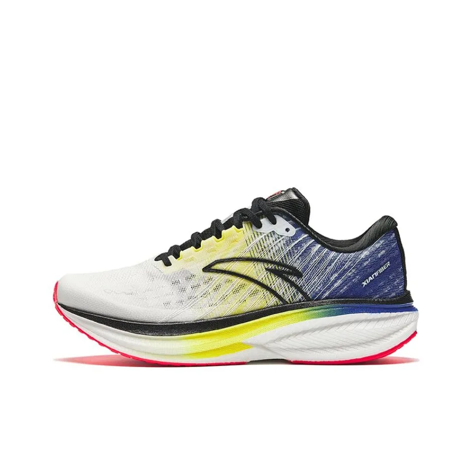 Anta Champion 3rd Gen Cushioning, Wear Resistant Low Top Running Shoes Men's White Yellow Blue