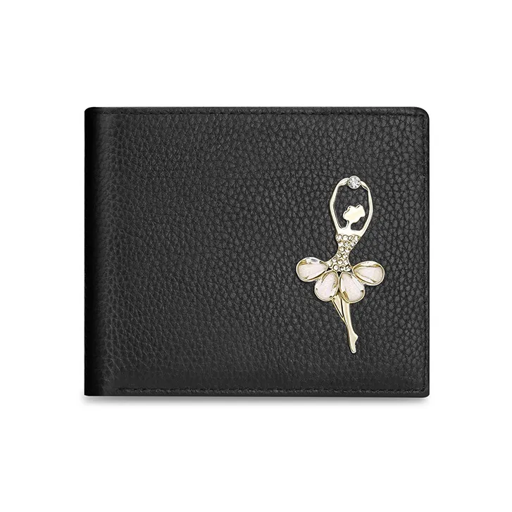 MEXICAN Cow Leather Wallet Trumpets Women's Black/Pink/Ecru