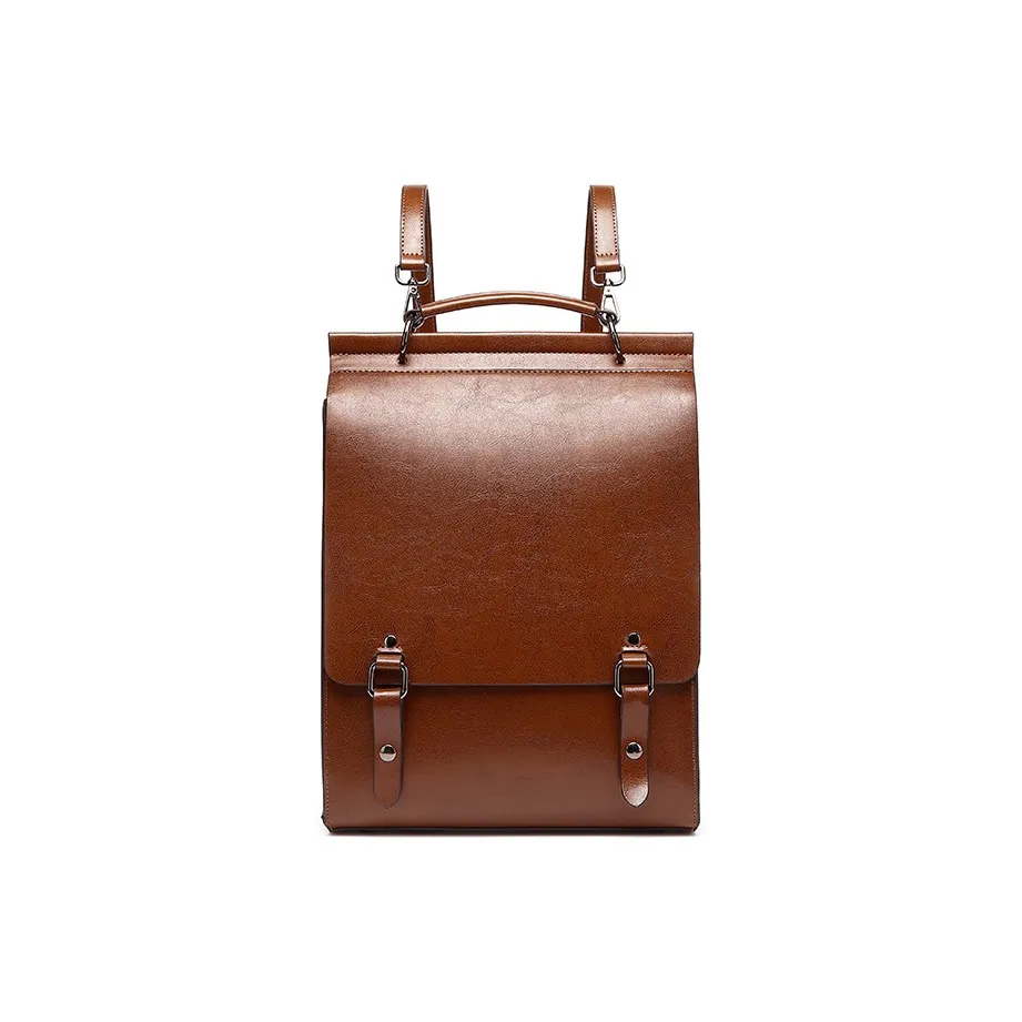 TTaG．baG Масляный воск Коровья кожа Рюкзак Женские Коричневый черный Кофе