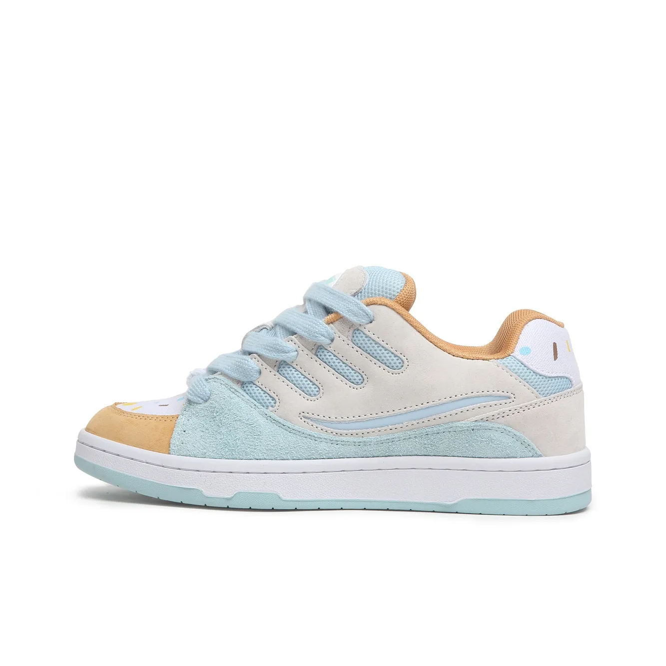 SINPERCO Anti Slip Wear Resistant Low Top Skateboard Shoes Unisex Whirlwind Ice Cream