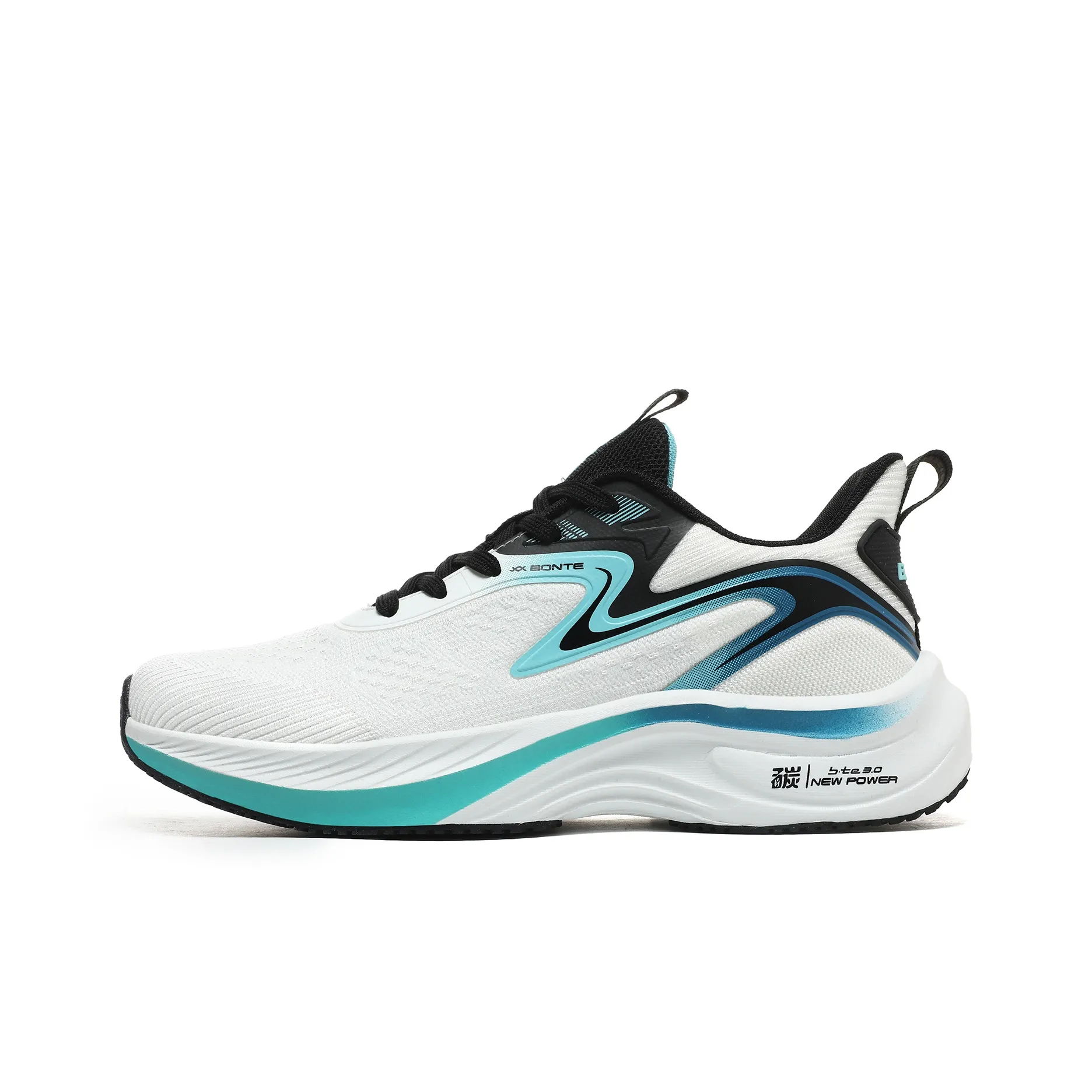 BTE Slip Resistant, Abrasion Resistant, Breathable Low Top Long Distance Running Shoes Unisex White Black