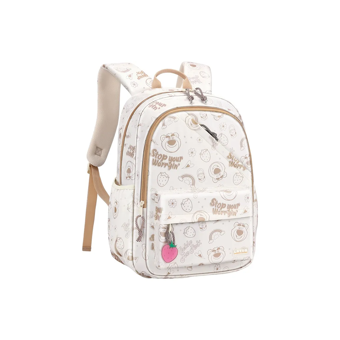 Disney Strawberry Bear Series Полиэстер Рюкзак Стандартный Женский Бежевый Розовый