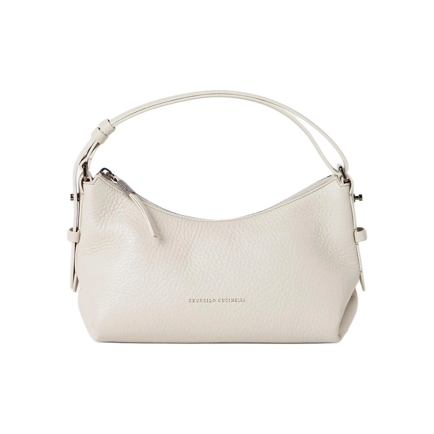 Brunello Cucinelli Textured Calfskin Portable Crossbody Bag, Shoulder Bag Women's Cool Beige