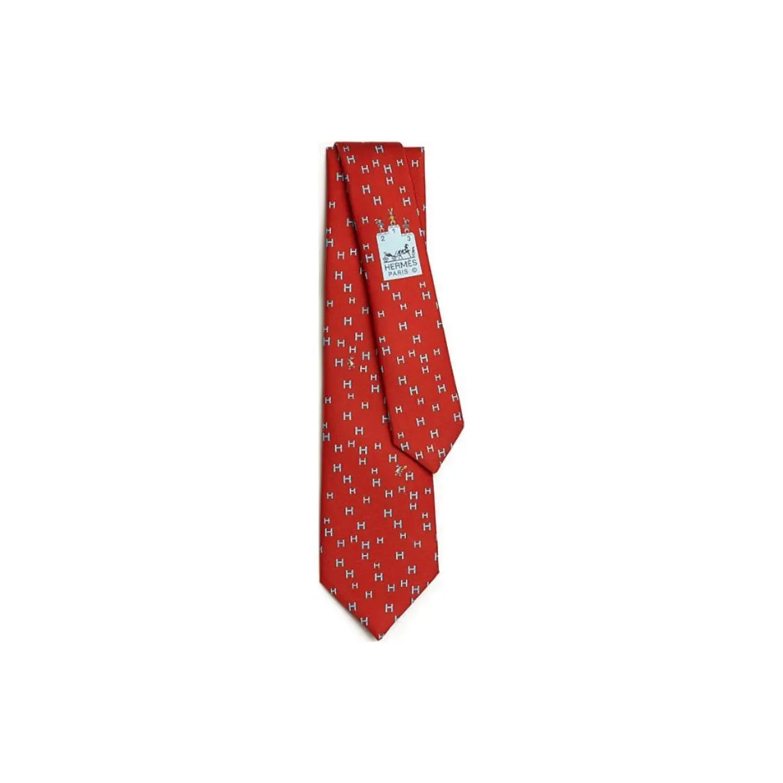 HERMES Mulberry Silk Ties Men's Red