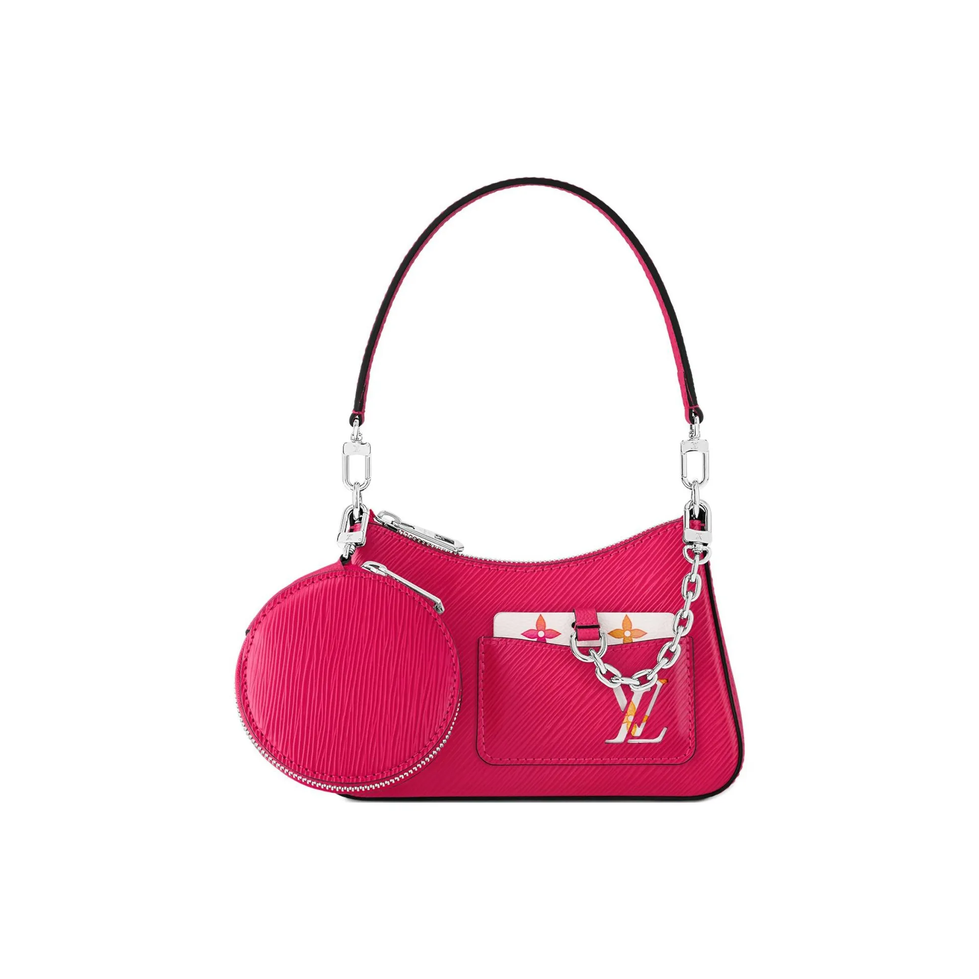 LOUIS VUITTON MARELLINI Smooth Cow Leather Shoulder Bag Handbag Shoulder Bag Women's Fuchsia