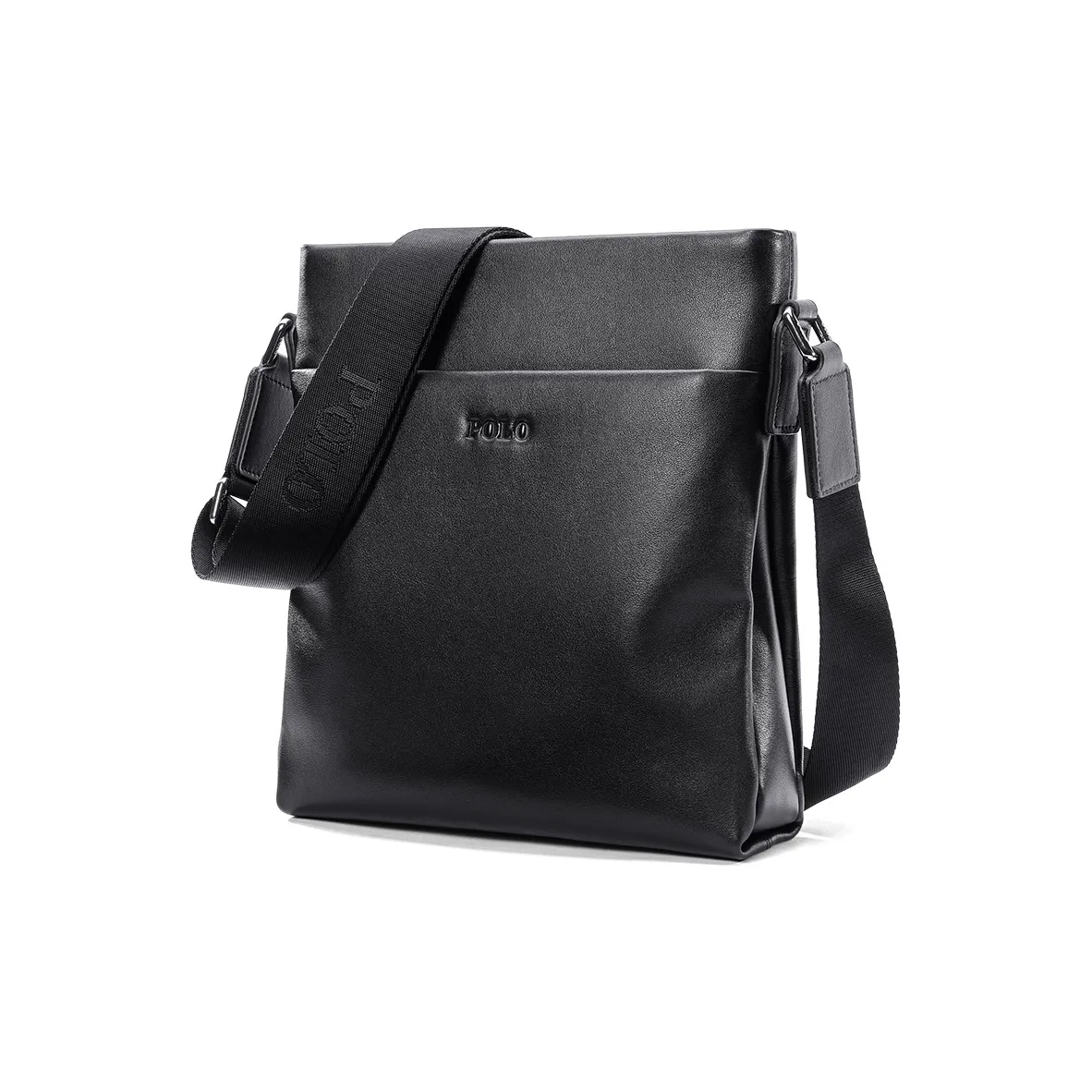 POLO Сумка через плечо из коровьей кожи среднего размера для мужчин черная