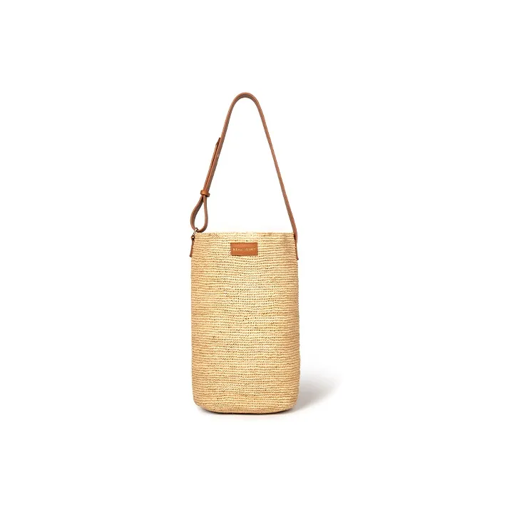 Beau Today Рафия Ведрообразная Сумка Сумка через плечо Средняя Женская Бежевая Коричневая