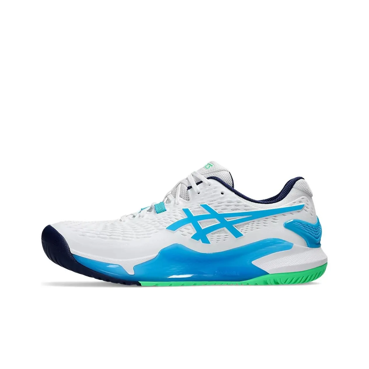 Asics Gel Resolution 9 Cushioning Anti Slip And Wear Resistant Low Top Tennis Shoes Men
s White Blue