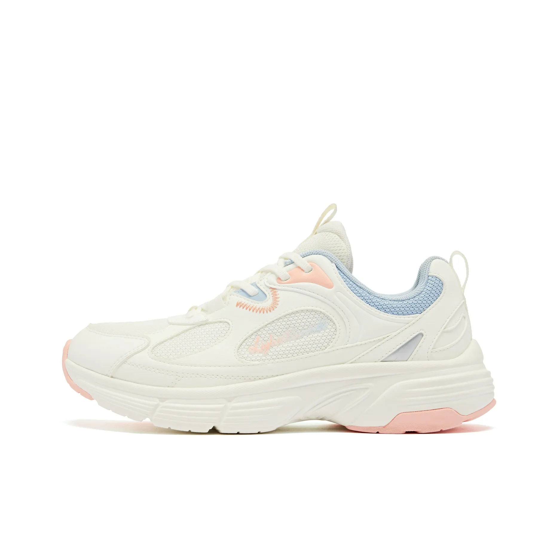 QIAODAN Lightweight Rebound Low Top Running Shoes Women's Ivory/Rain Blue