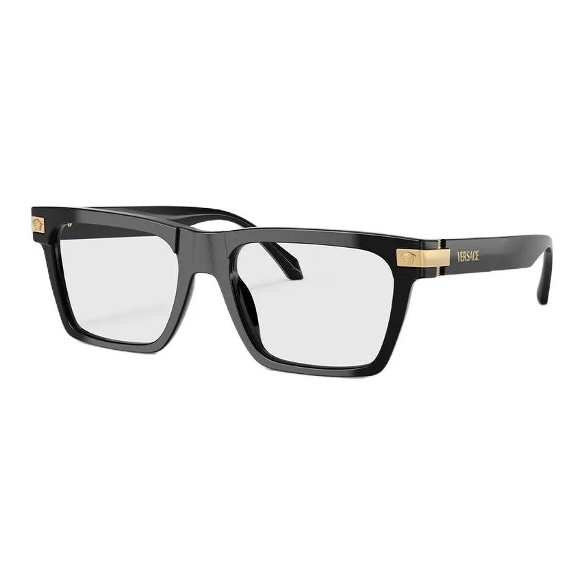 VERSACE Ацетатные квадратные оправы для очков Мужские Черные