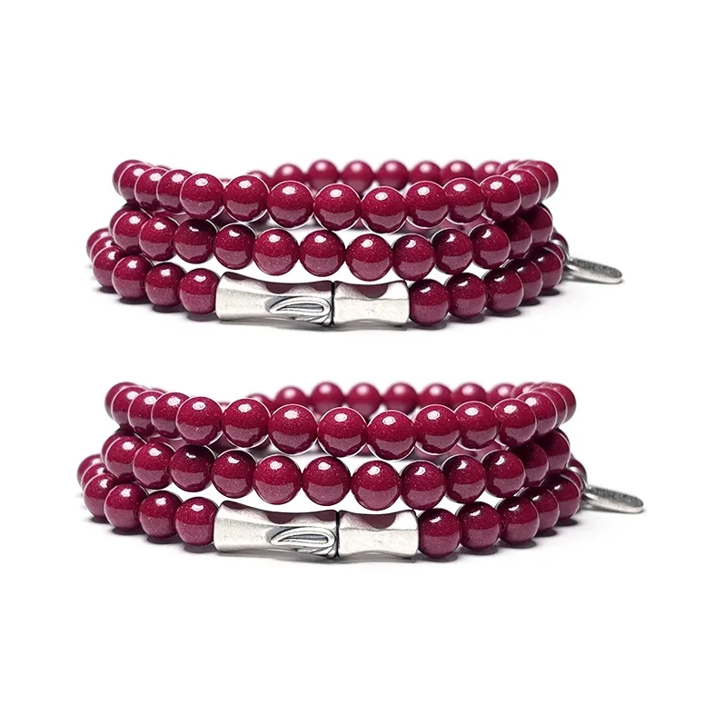 MOUNTAINS AND MANS Cinnabar Multi Wrap Stacking Fortune Beaded Bracelet Unisex