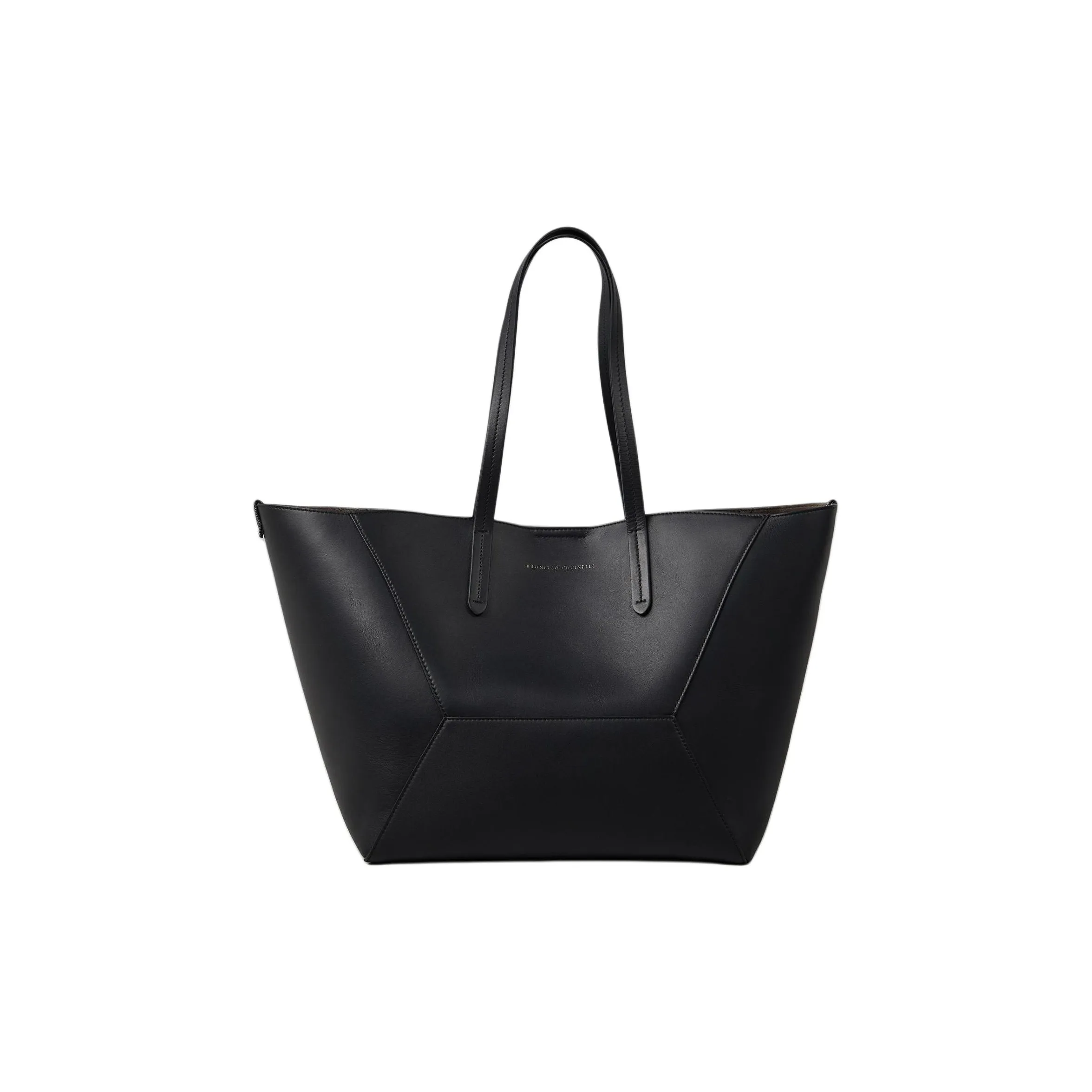 Brunello Cucinelli Calfskin Tote Bag, Shopping Bag, Handbag Women's Black