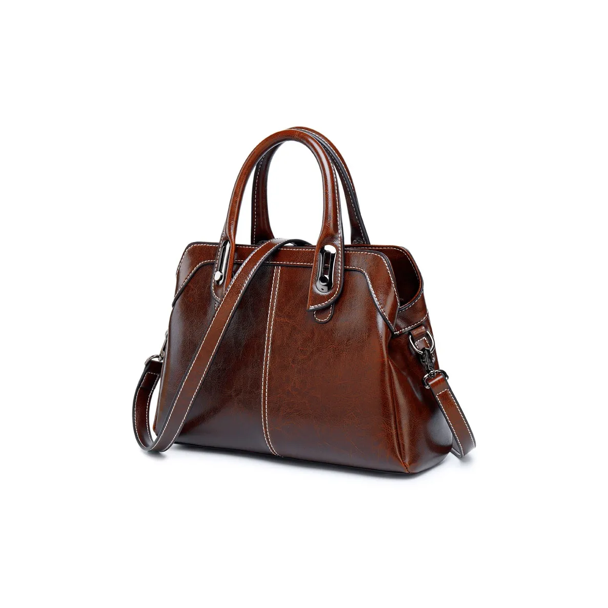 TTaG．baG Масляный воск Коровья кожа Сумка через плечо Сумка Женская Кофе Черный