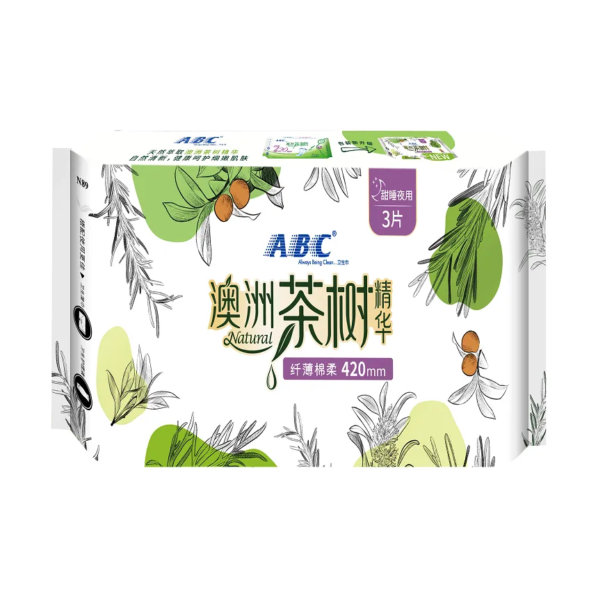 ABC Australian Tea Tree Serum Тонкий Wa Soft Cotton Гигиенические прокладки Антибактериальный Слегка кислый 420 мм