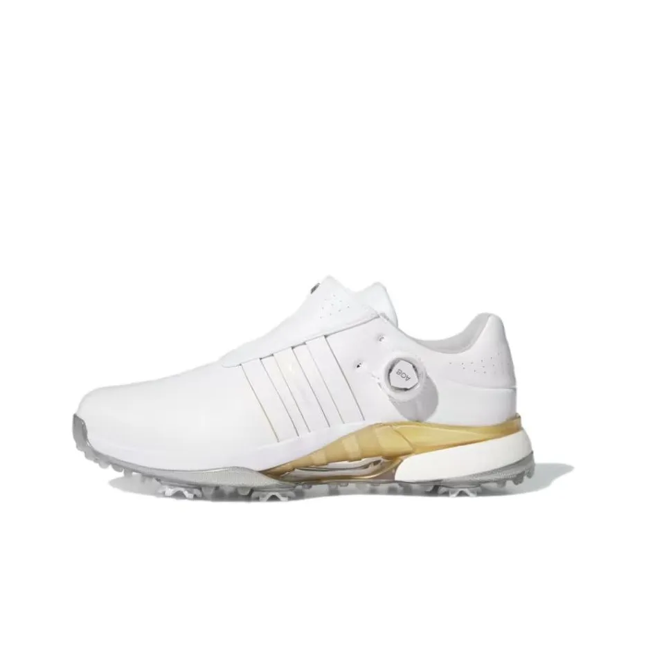 Adidas Tour360 Slip-Resistant Abrasion-Resistant Низкий Топ Мужская Обувь для гольфа Белый Золото