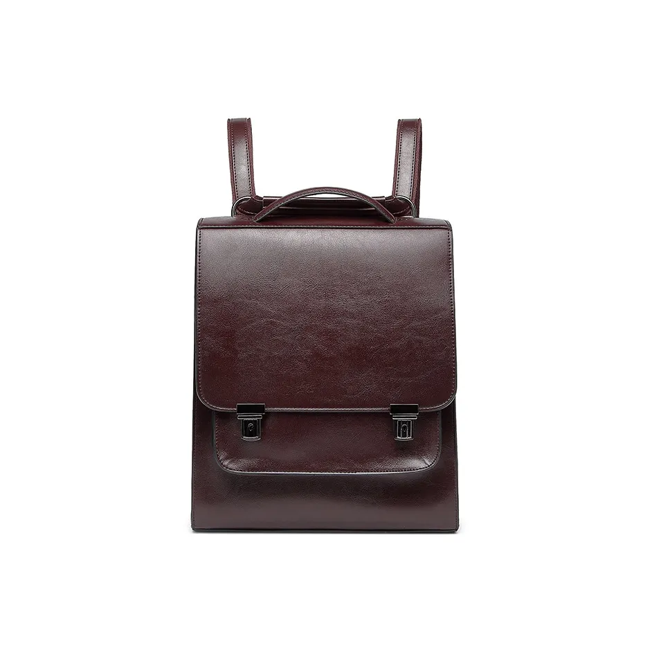 TTaG．baG Waxed Cow Leather Backpack Women's Black/Brown/Coffee
