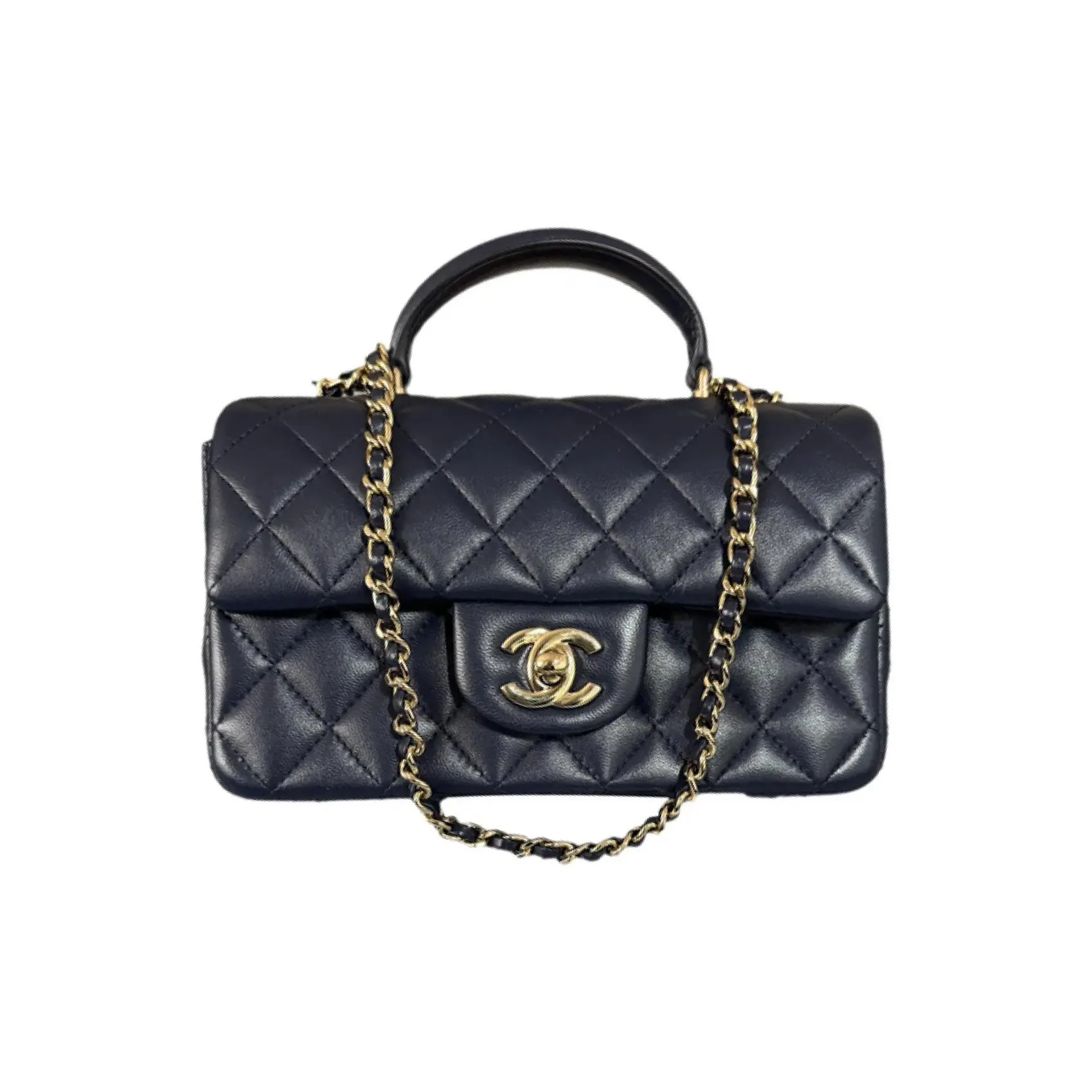 CHANEL Classic Flap CF Leather Flap Bag Handbag, Shoulder Bag, Crossbody Bag Women's Marine Blue