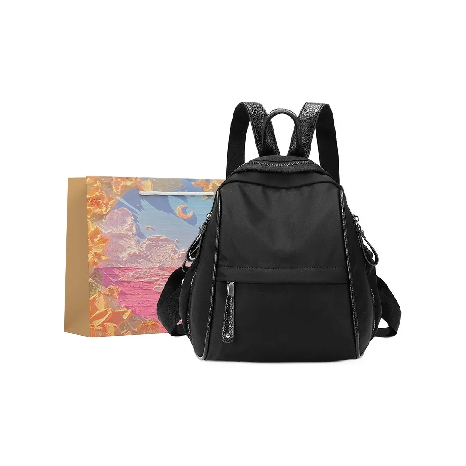 BRINCH Nylon Fabric Carry Backpack Regular Women's Black