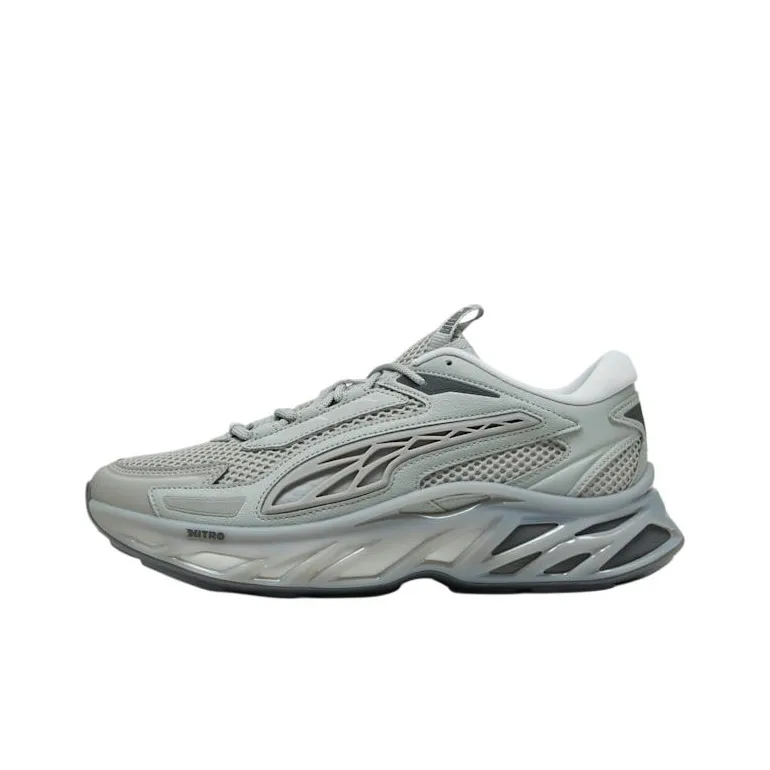 PUMA Exotec Nitro Base Anti Slip Wear Resistant Low Top Casual Running Shoes Unisex Gray