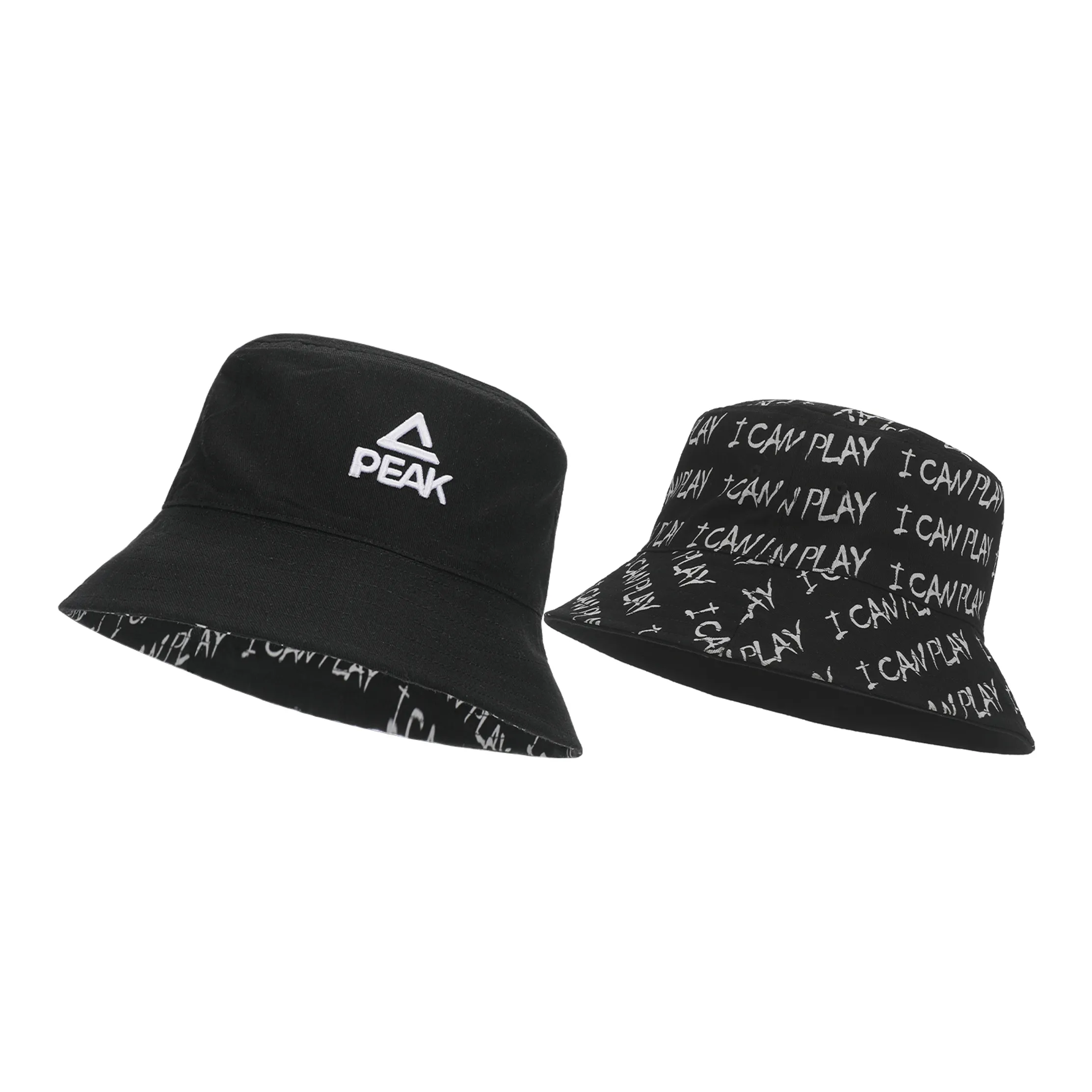 PEAK Cotton Bucket Hats Unisex Black White
