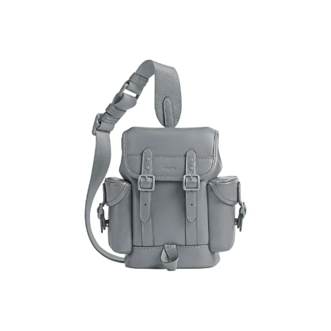COACH Hitch Cow Leather One Shoulder Crossbody Bag, Sling Bag Mini Men's Gray Blue