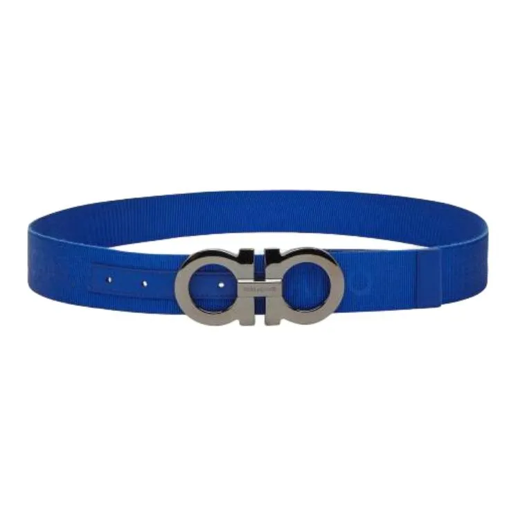 FERRAGAMO Телячья кожа ткань кожаные ремни мужской синий ширина 4CM