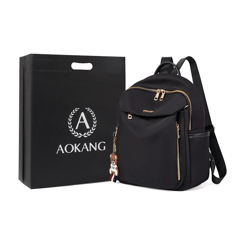 AOKANG Ткань Синтетическая кожа Бизнес Коммутирование Сумка Холст Рюкзак Стандартный Женский Черный Красный