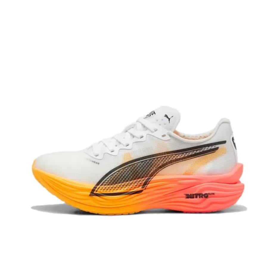 PUMA Deviate NITRO Elite Anti Slip Wear Resistant Low Top Casual Running Shoes Women's White Black