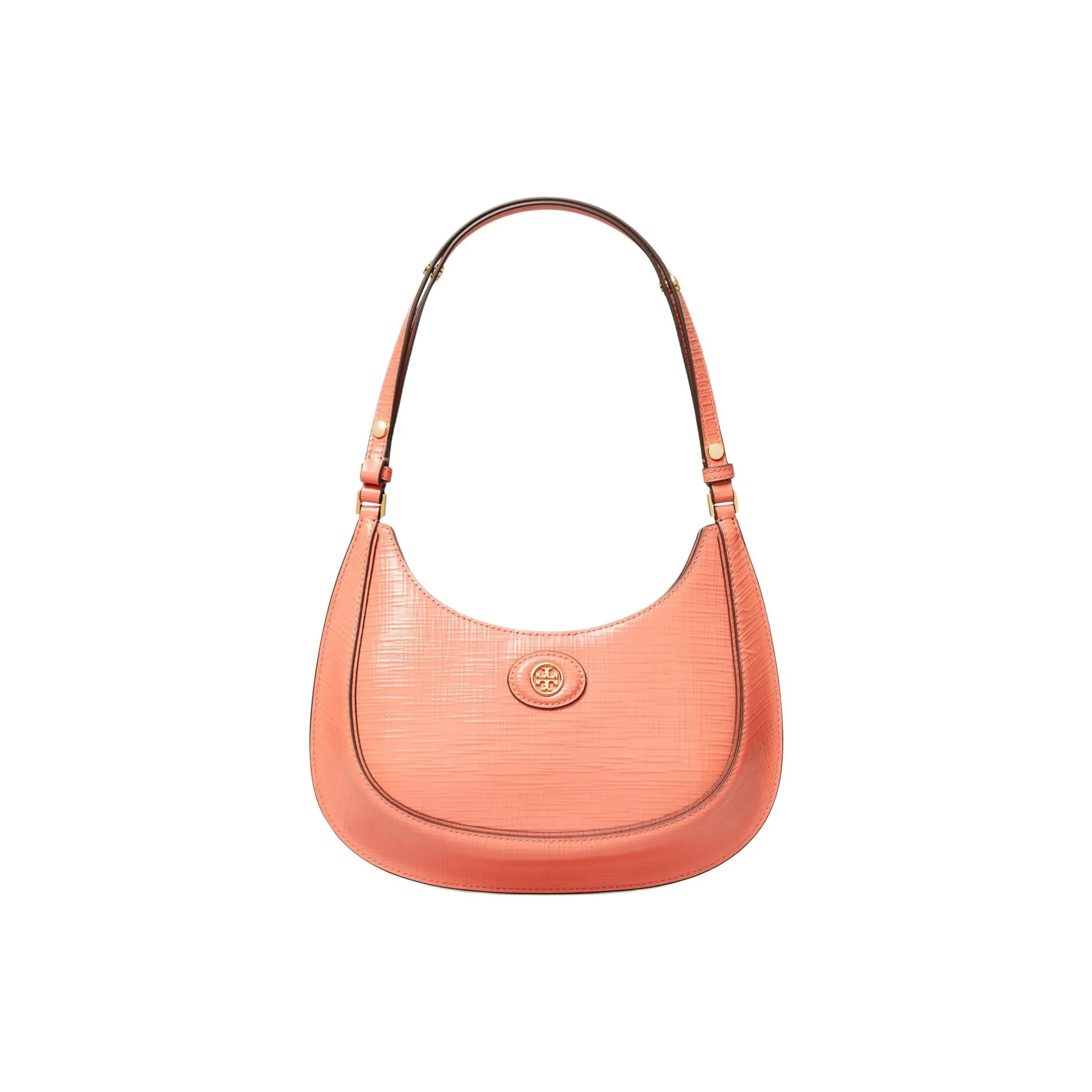 TORY BURCH Robinson Cow Leather Shoulder Bag, Crescent Bag, Handbag, Shoulder Bag Women's Coral Pink