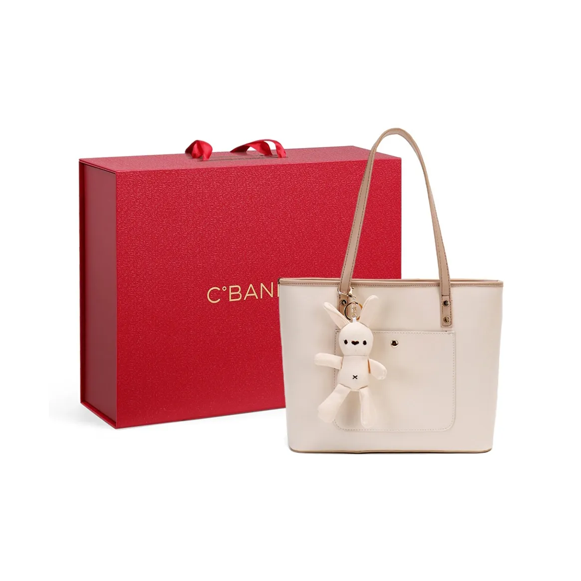 C°BANNER Synthetic Leather One Shoulder Handbag Tote Regular Women's Ecru