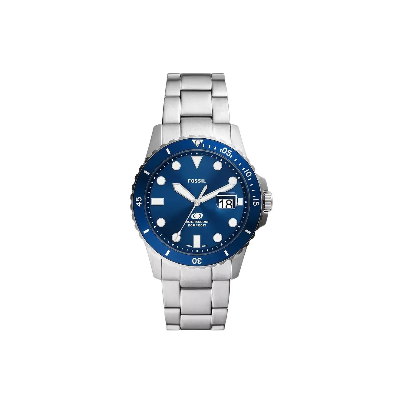 FOSSIL Blue Dive Collection Кварцевые Мужские Часы Наручной Ремень из Нержавеющей Стали 42 мм Синий Циферблат