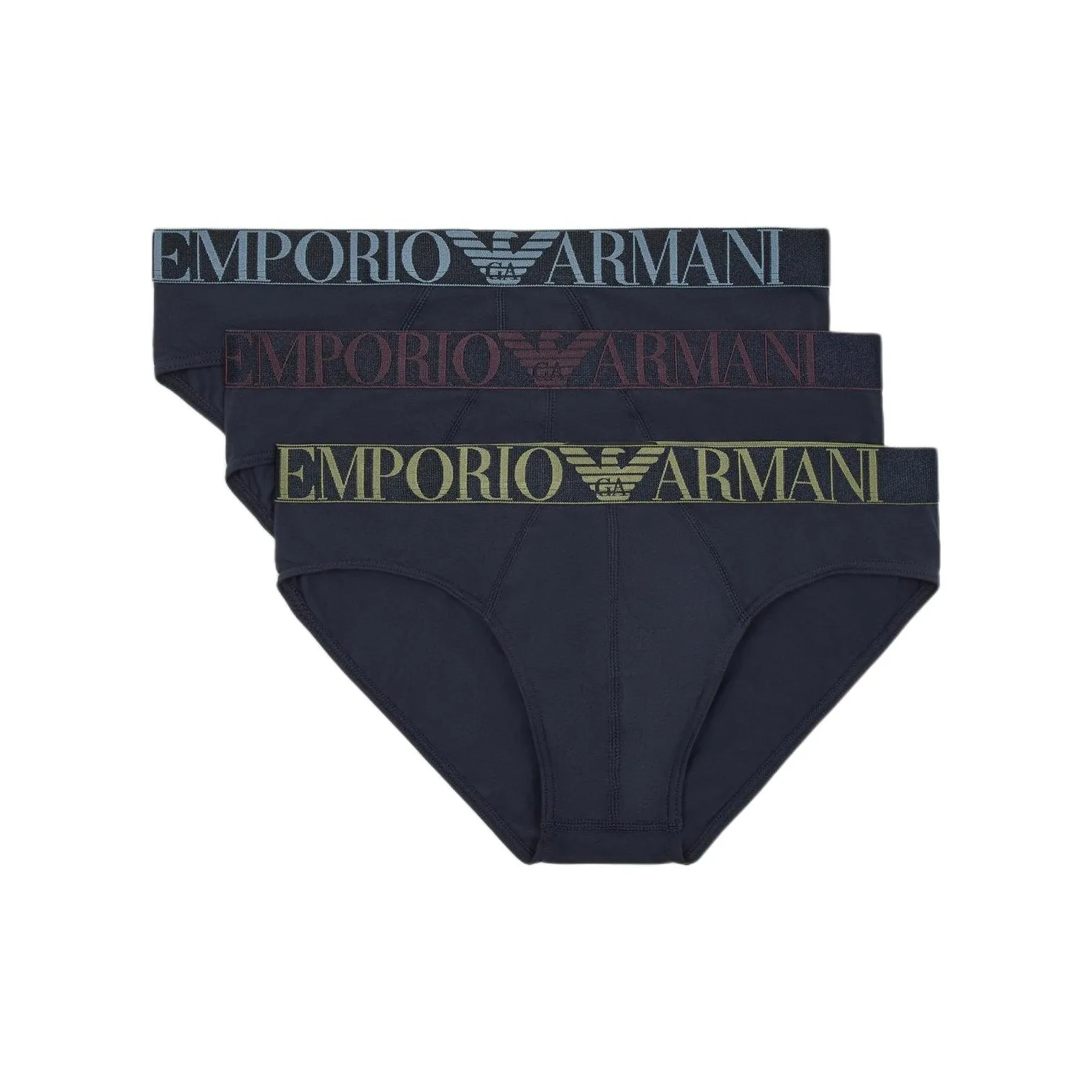 EMPORIO ARMANI Three pack Of Asv Shiny Logoband Organic cotton Briefs