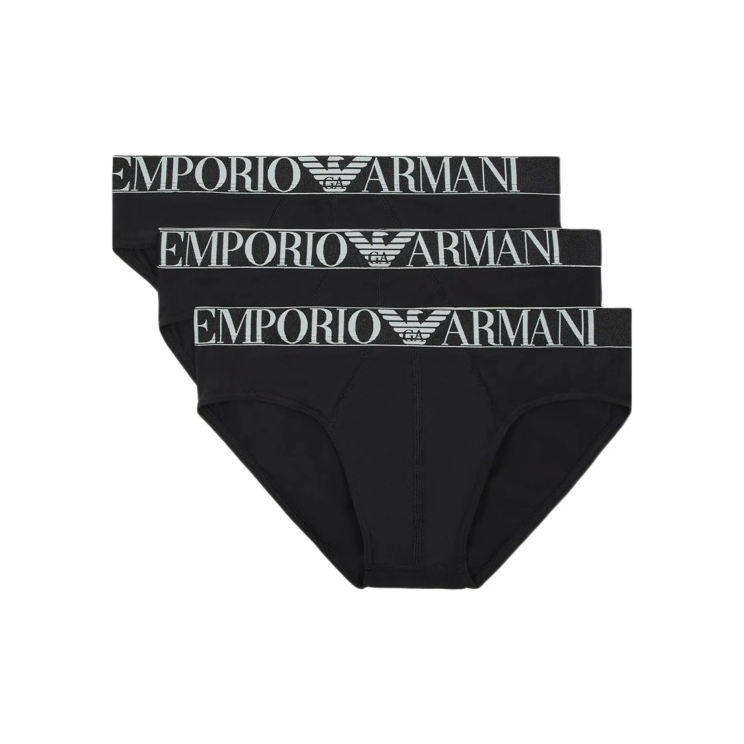 EMPORIO ARMANI Three pack Of Asv Shiny Logoband Organic cotton Briefs