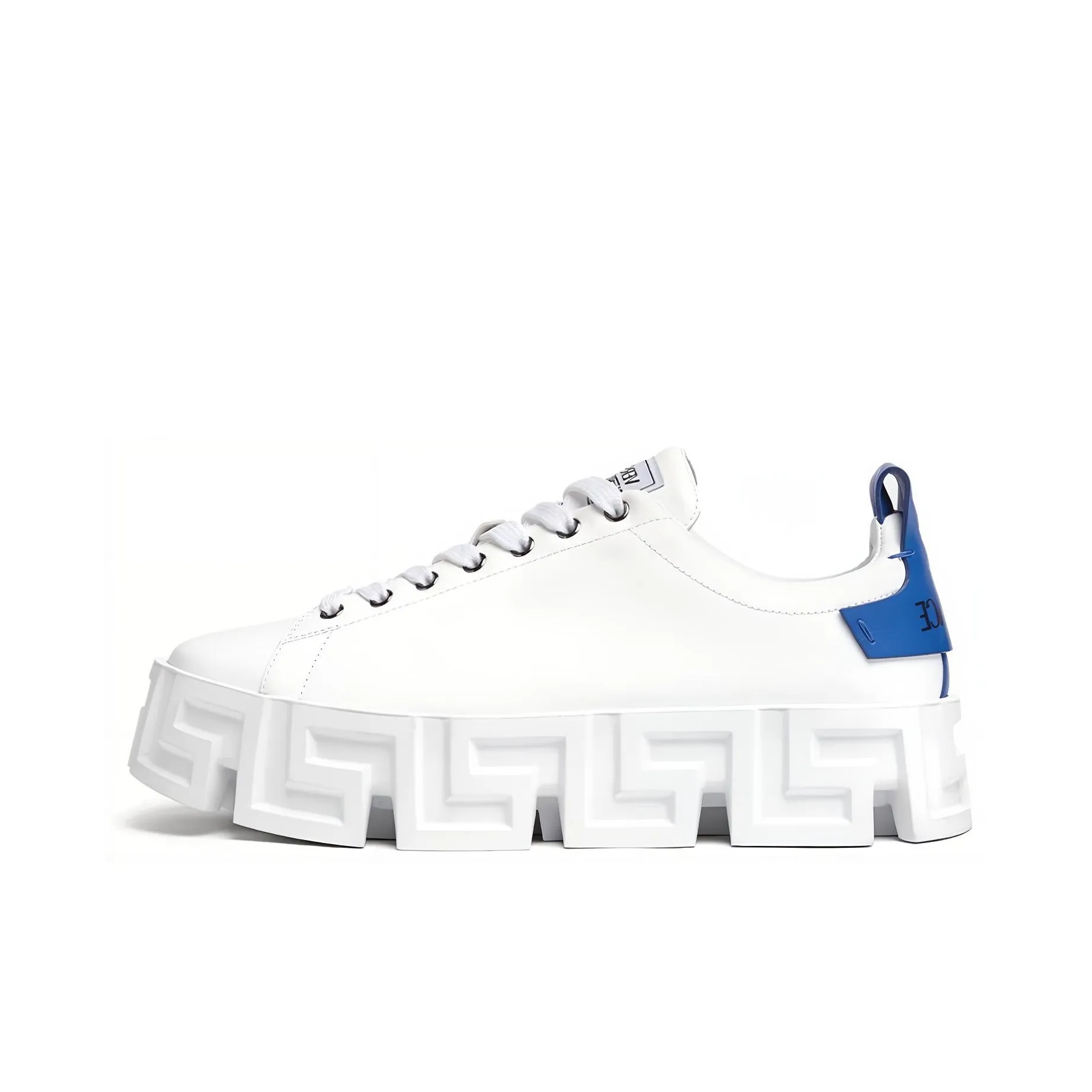 VERSACE Greca Labyrinth Lace Up White White Blue