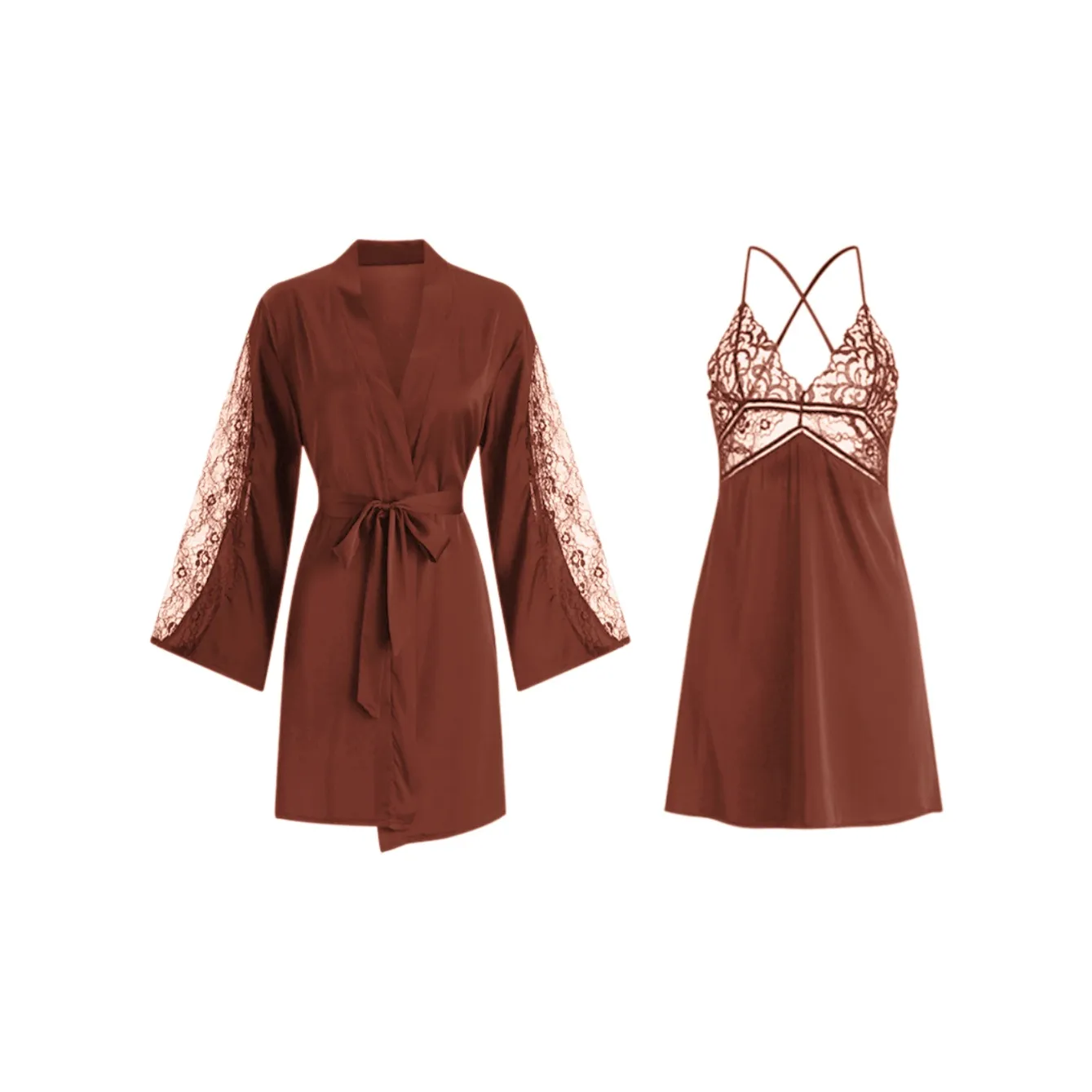 Flowers In Water Pajama Set Women's Caramel