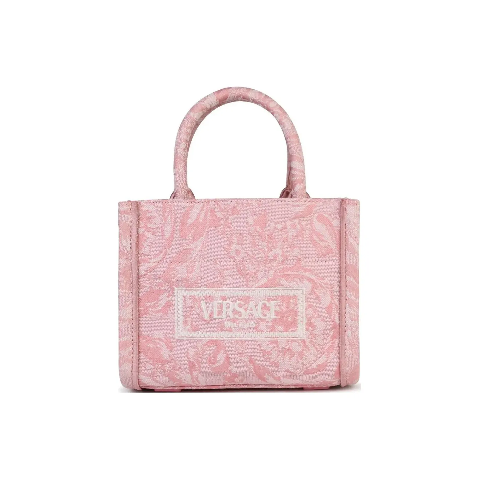 VERSACE Nylon With Cotton, Polyester, Acrylic, And Calfskin Crossbody One Shoulder Handbag Women's Pink
