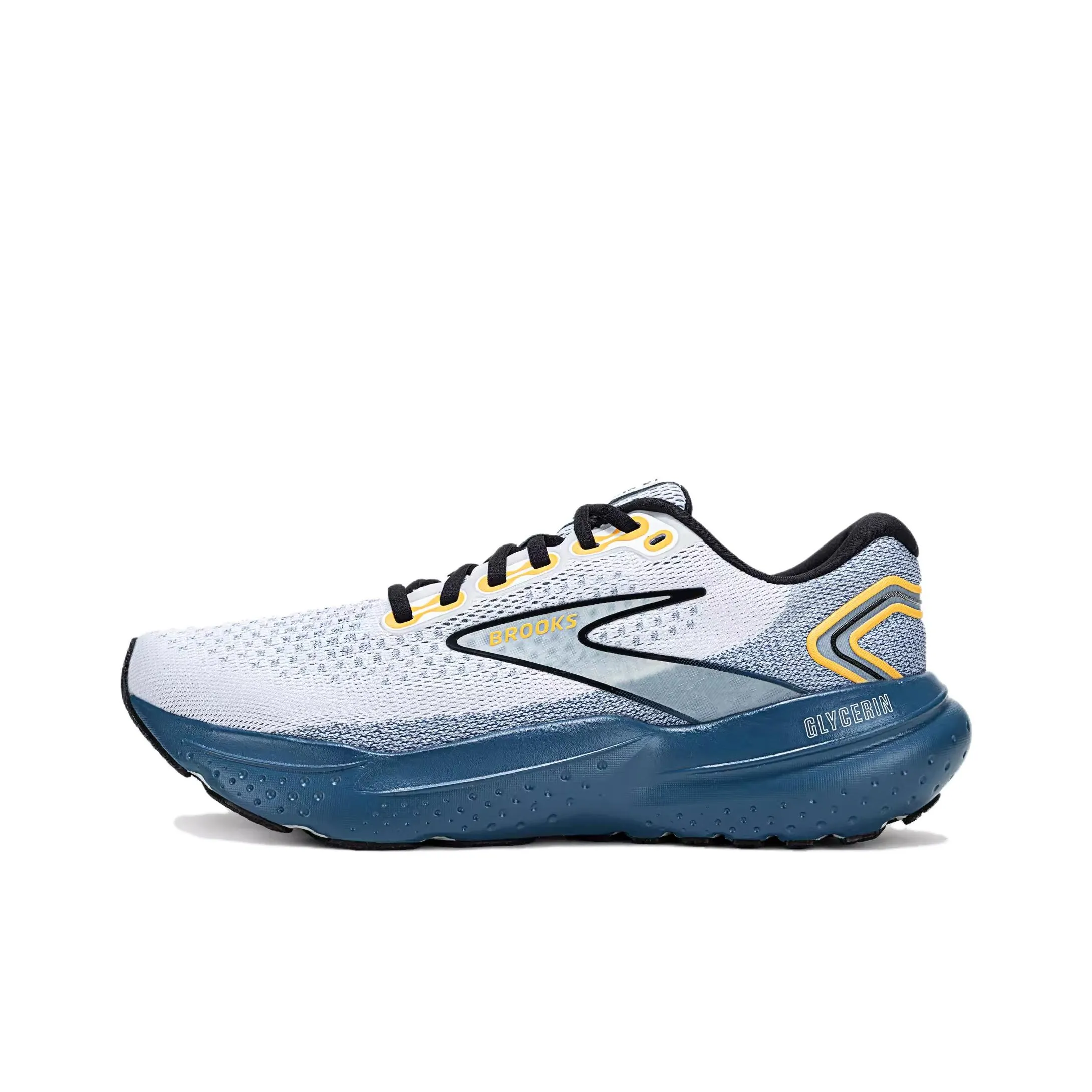 Brooks Glycerin 21 Slip Resistant Breathable Low Top Long Distance Running Running Shoes Men's White Blue