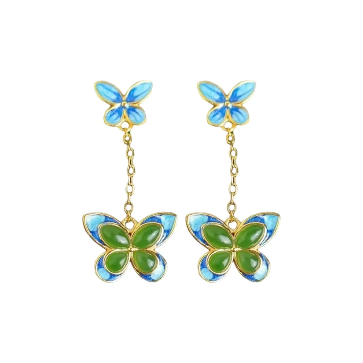 Xiaoyinjiang 925 Sterling Silver Hetian Jade Earrings Women's Jasper