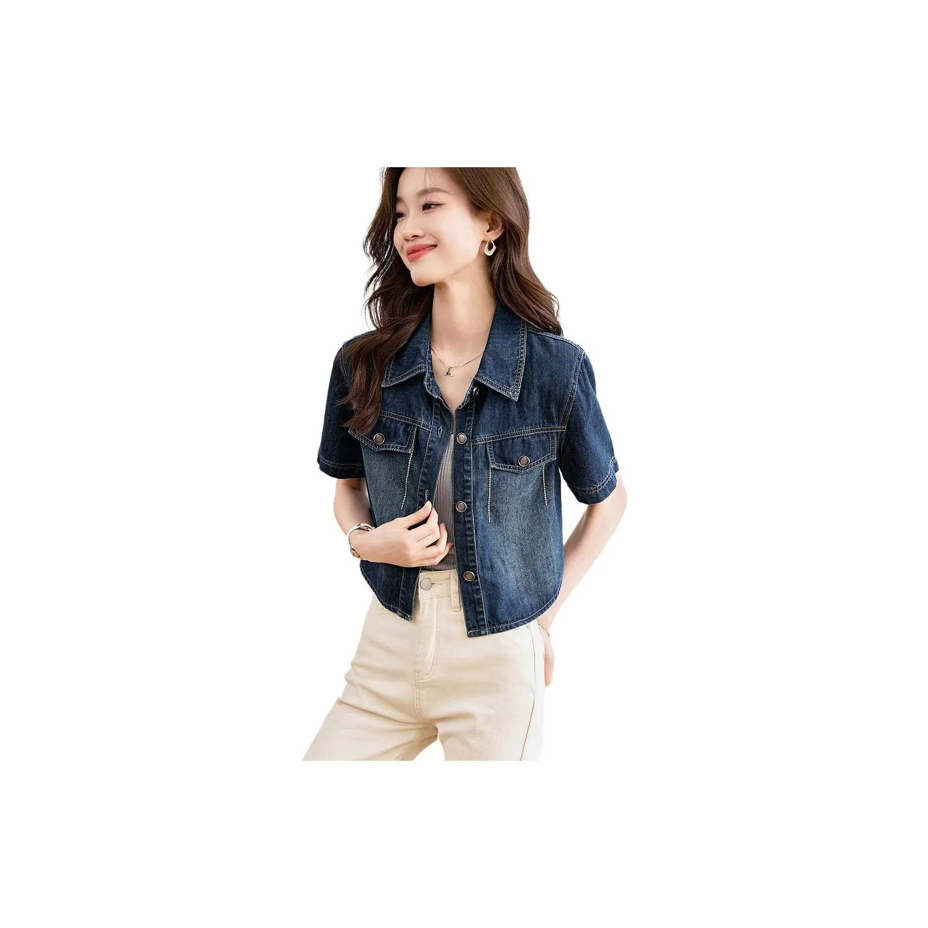 Mo Han Yi Mei Denim Jacket Women's Blue