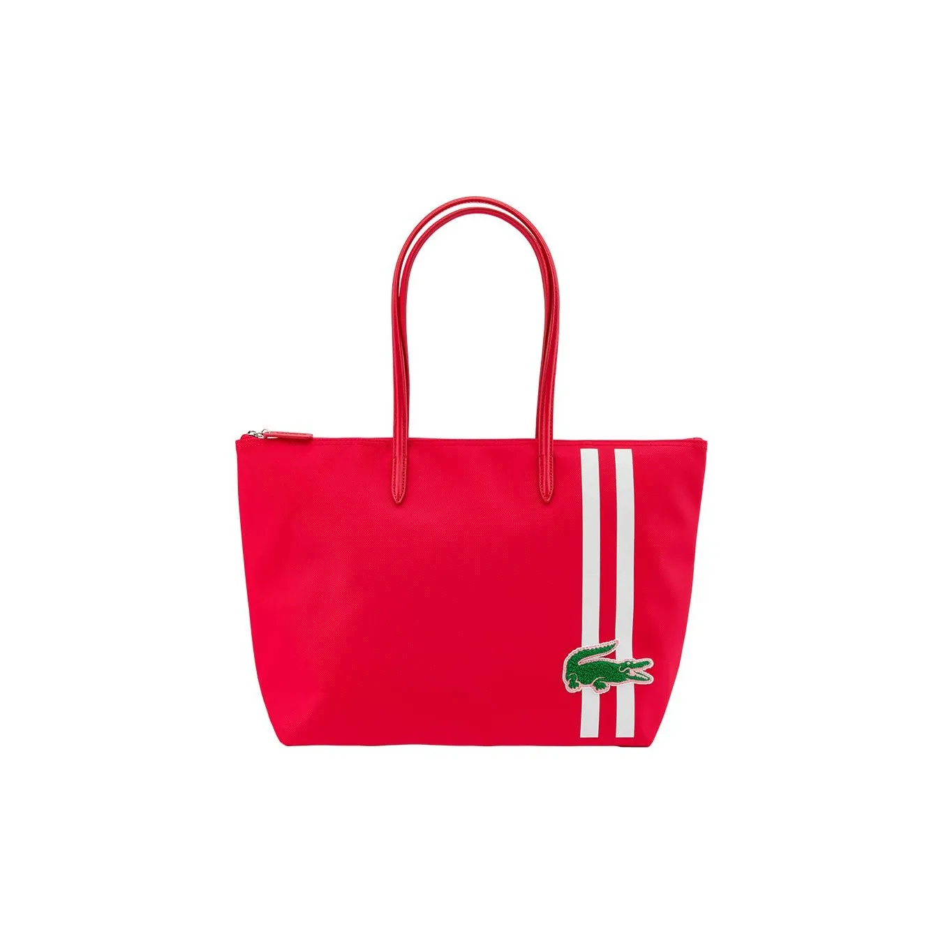 Сумка Tote из ПВХ Сумка для покупок Сумка через плечо Сумка среднего размера Женская Красная с белыми полосами