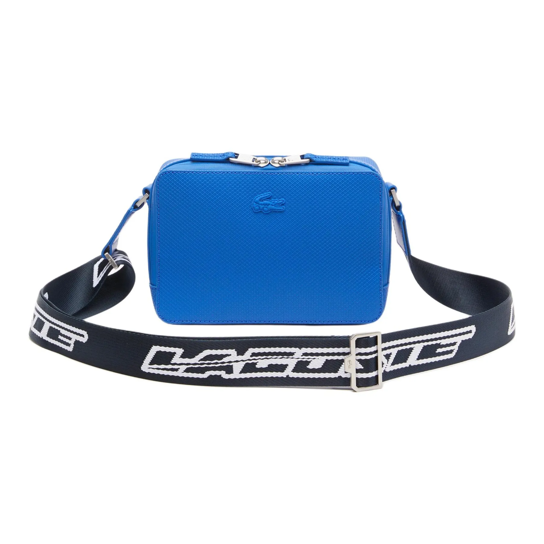Сумка через плечо из коровьей кожи с логотипом LACOSTE обычная унисекс синий