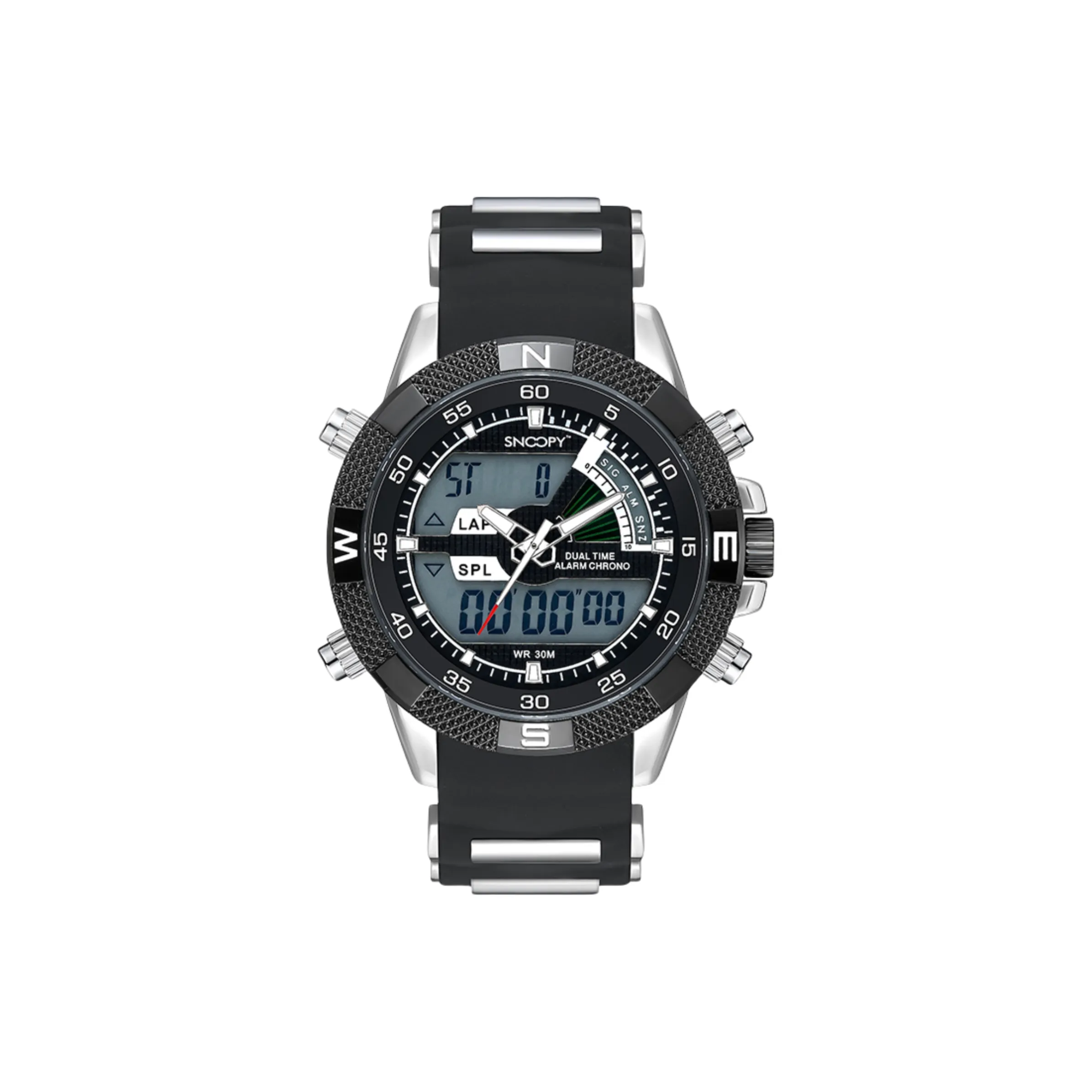 SNOOPY Кварцевый механизм силиконовый ремешок унисекс черный циферблат