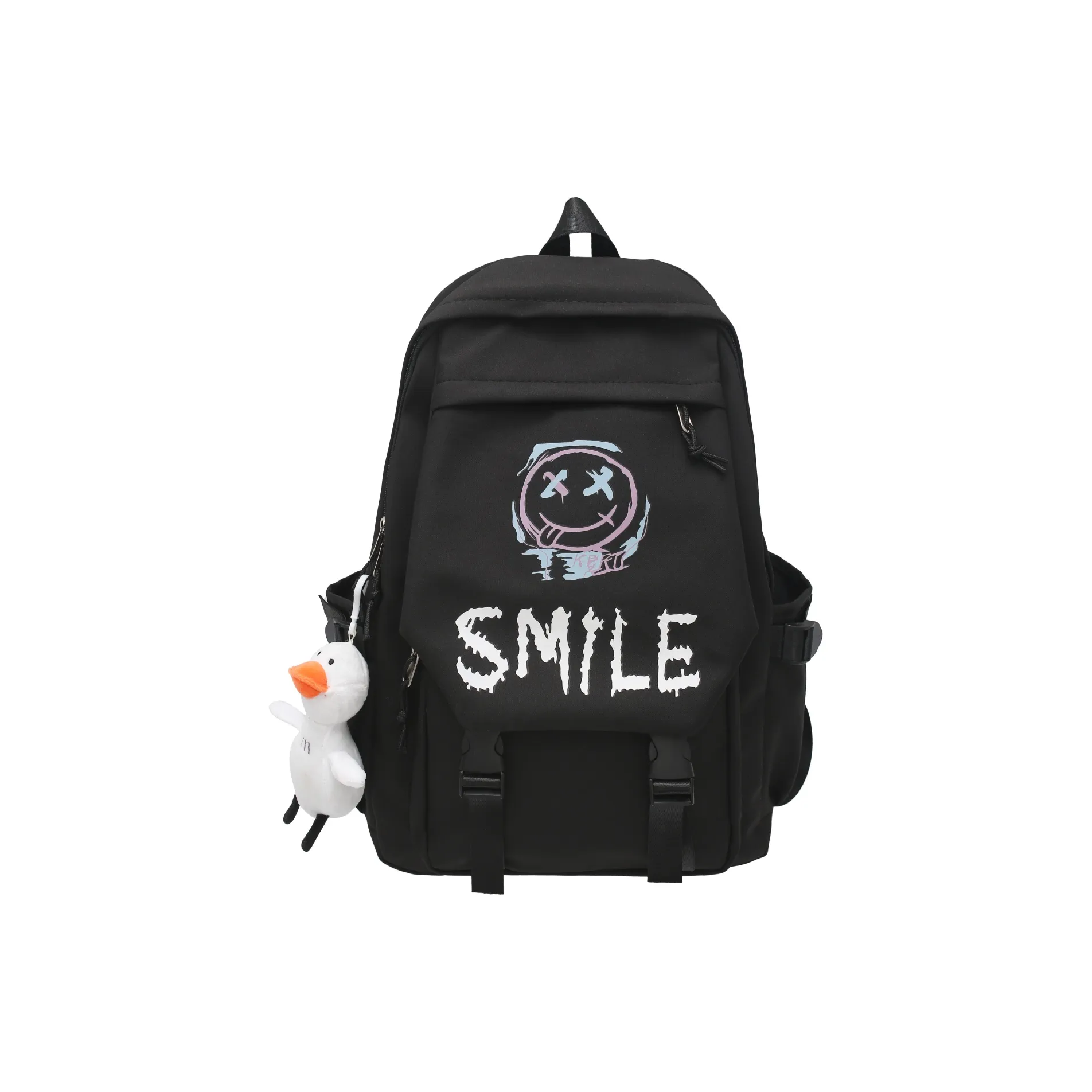 BAODIDAISHU Nylon Backpack Regular Unisex Black White