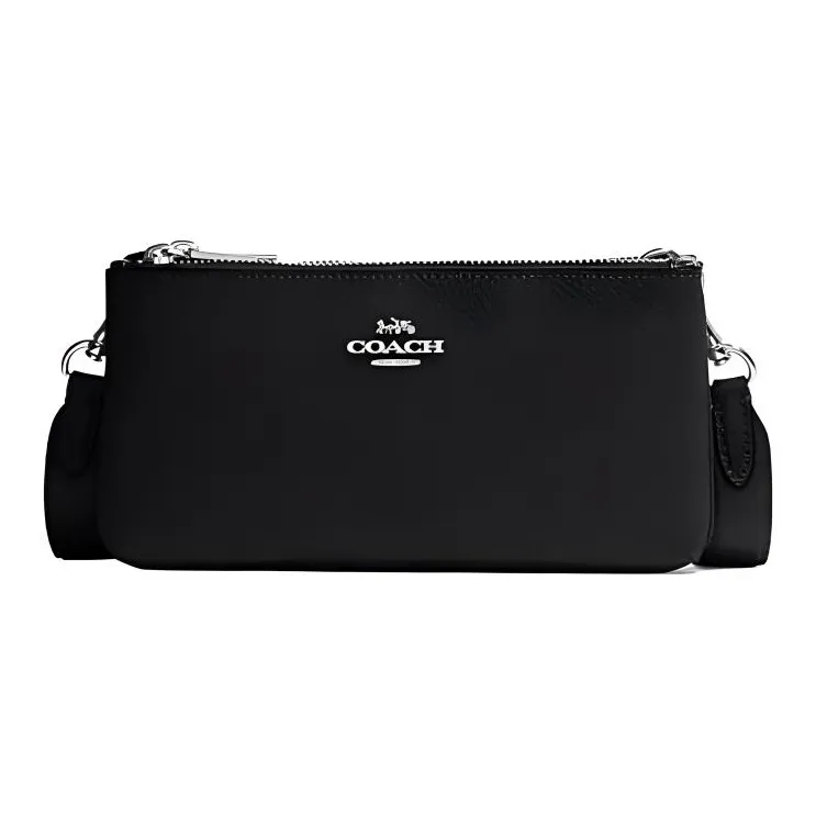 COACH Grained Calfskin Shoulder Bag, Crossbody Bag Trumpets Women's Black