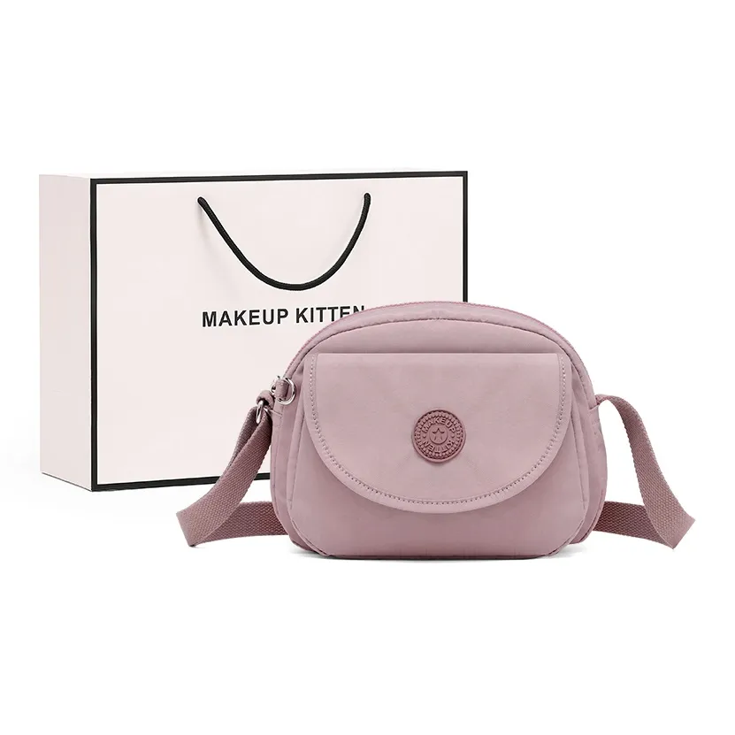 MAKEUP KITTEN Нейлон с синтетической кожей сумка через плечо стандартная женская черный розовый фиолетовый